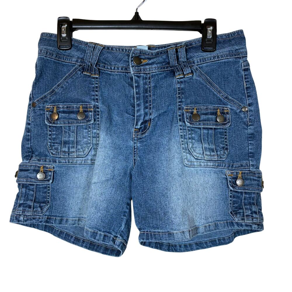 Cargo Jean Shorts Cato Mid-rise Medium Wash Denim Size 10 Retro Vintage Western